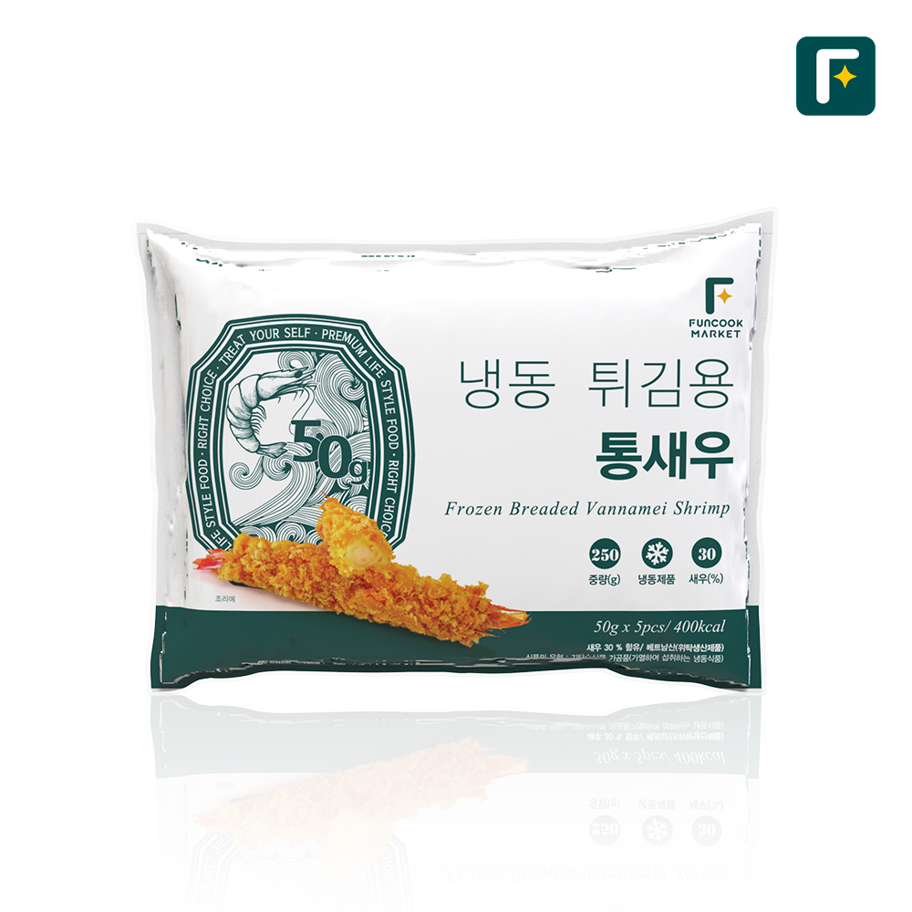 펀쿡 냉동 튀김용 통새우 250g (50g X 5미) 빵가루 왕 새우튀김