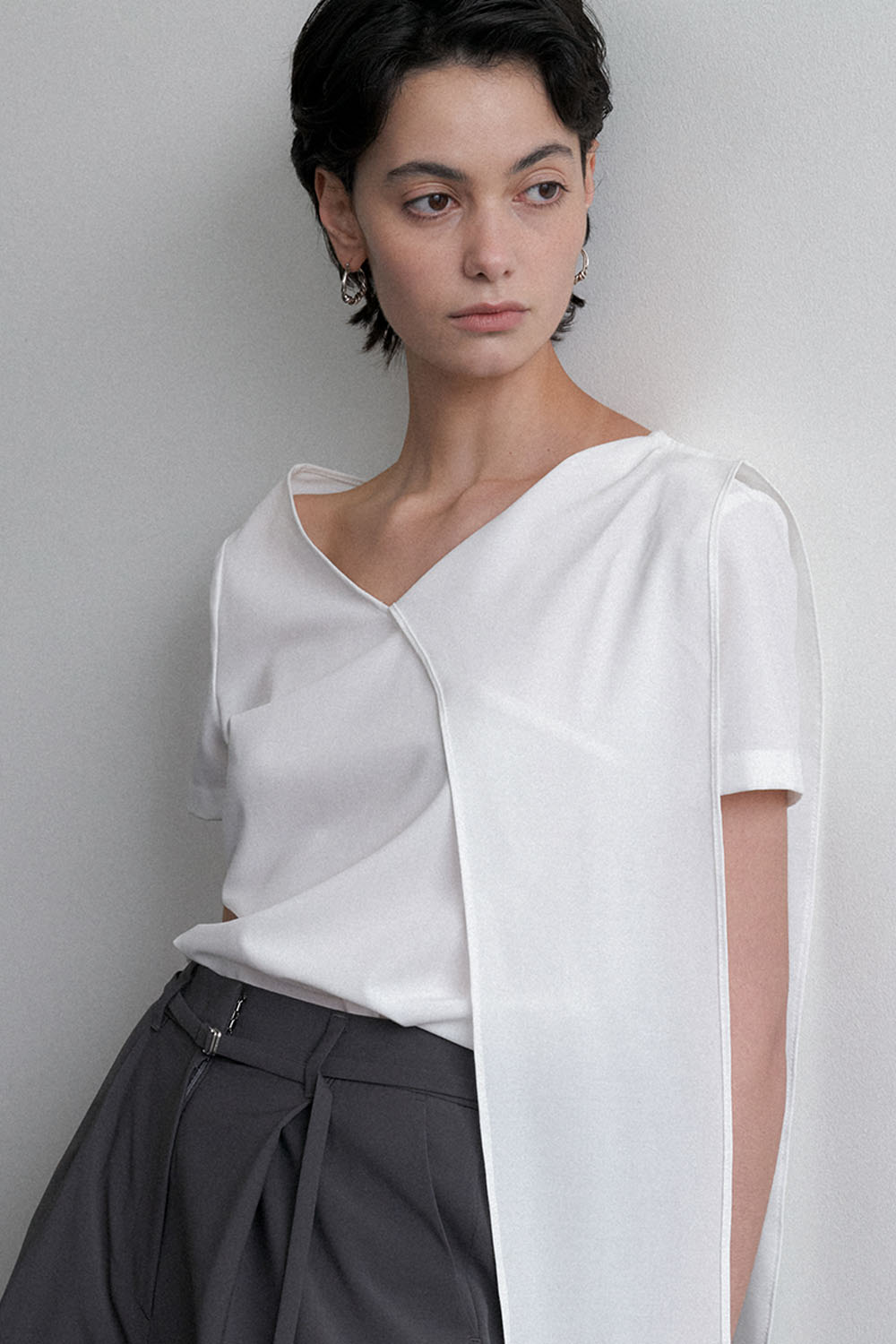 Summer Long Scarf Blouse White - 상세 이미지 2