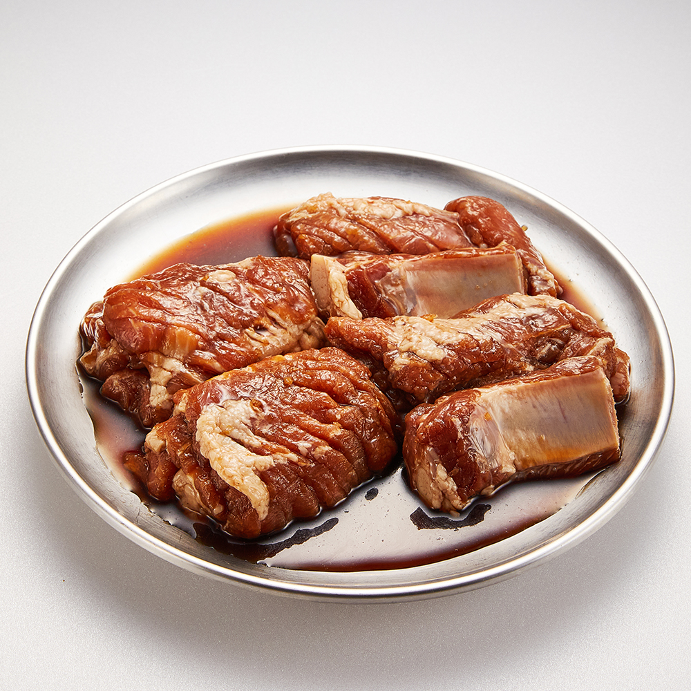 [돼지왕구이] 양념 돼지 갈비 숯불 양념 갈비 불백 구이 1.2kg, 1개