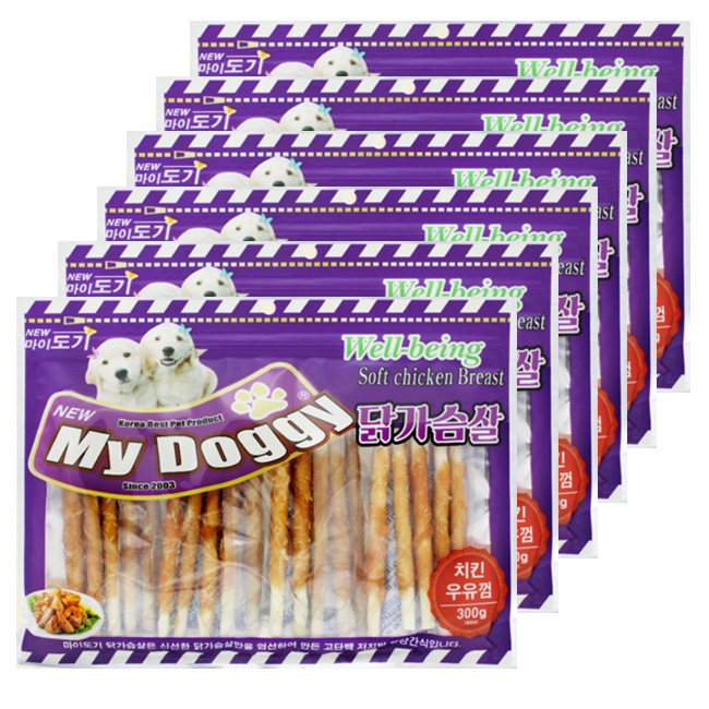 NEW 마이도기 강아지대용량간식 사사미 육포 건조간식 치킨샌드위치, 300g, 6개 이미지 4