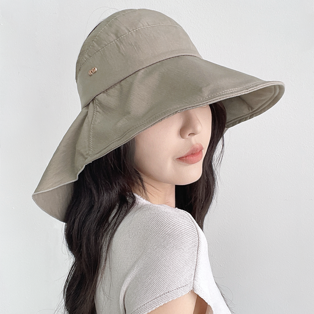 햇빛가리개모자 자외선차단 버킷햇 여성 여름 휴양지 차양막 플랩캡 챙넓은모자 - 상세 이미지 3