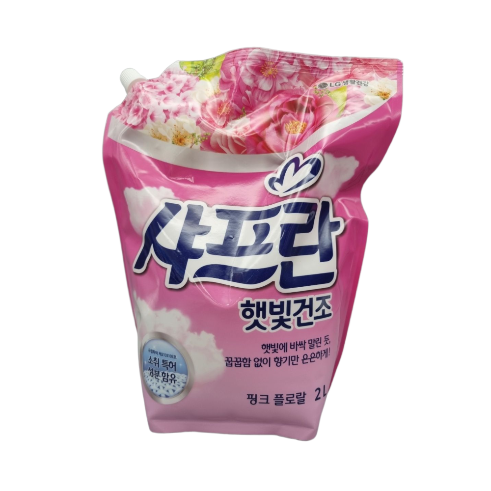 LG 샤프란 햇빛건조 섬유유연제 리필 2L 핑크 - 상품 이미지