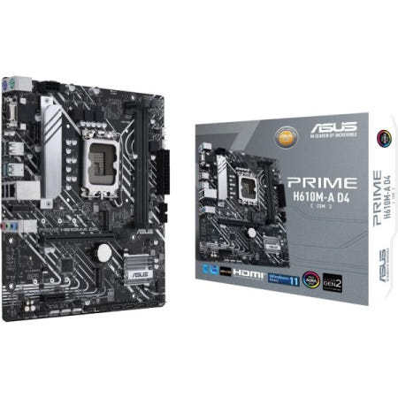 [해외]ASUS Prime H610M-A D4-CSM LGA 1700(인텔 12세대) Micro-ATX 상용 마더보드(PCIe 4.0, DDR4, 2xM.2 슬롯, 1Gb LAN,