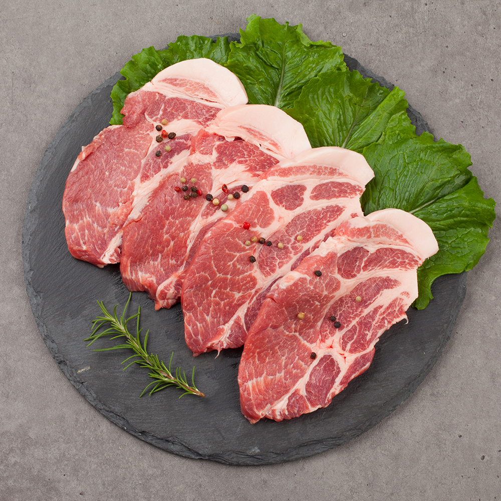 부드러운 한돈 목살 구이용 맛있는 돼지 고기 캠핑 바베큐 가정용 냉장, 300g, 3개