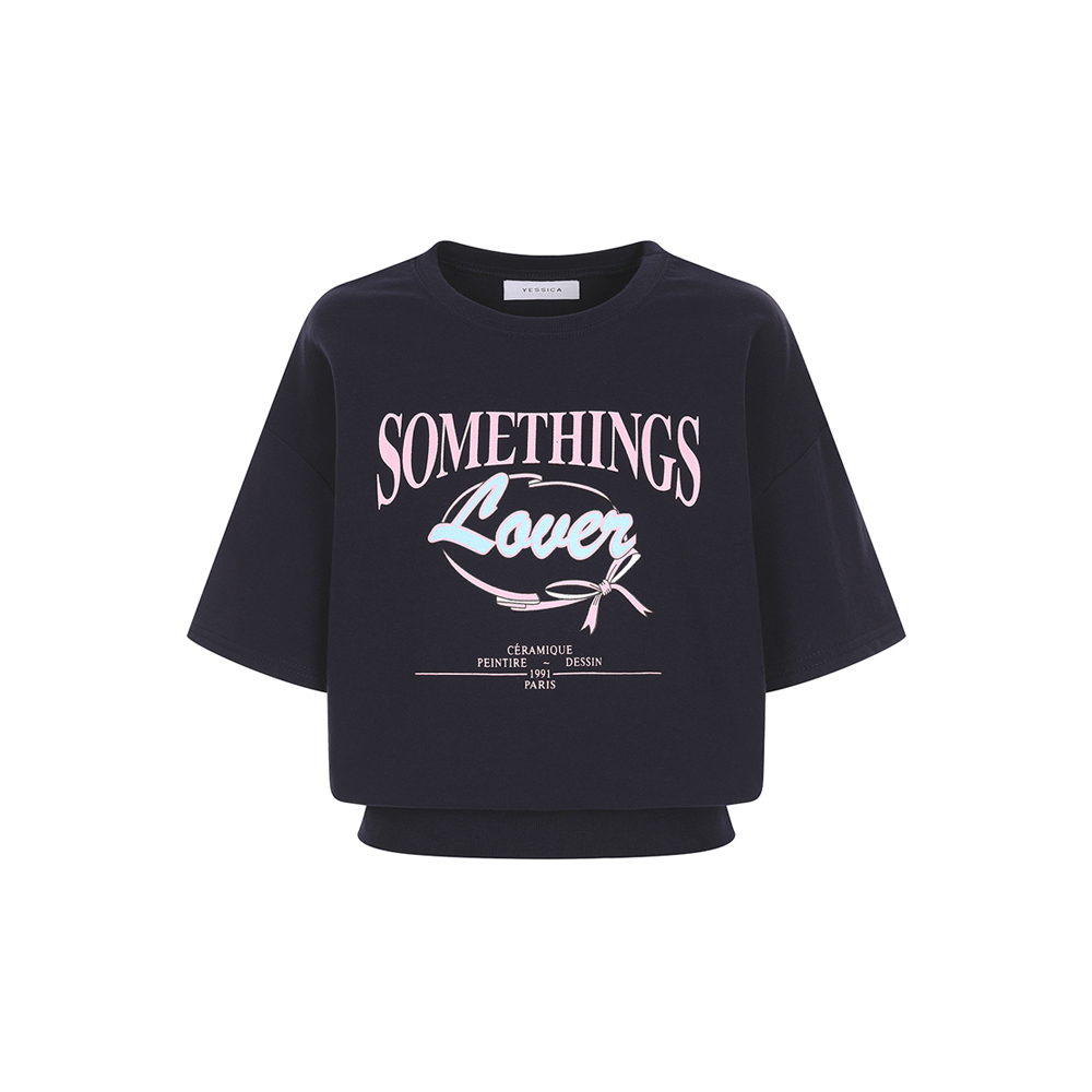 예시카 레터링 프린팅 반팔 맨투맨 티셔츠 YJ6TS509