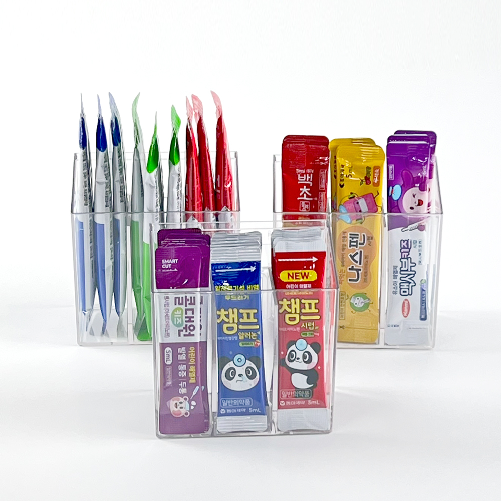 무타공 약정리함 투명 3칸 다용도 미니 수납함 소품 보관 부착식 - 상세 이미지 3