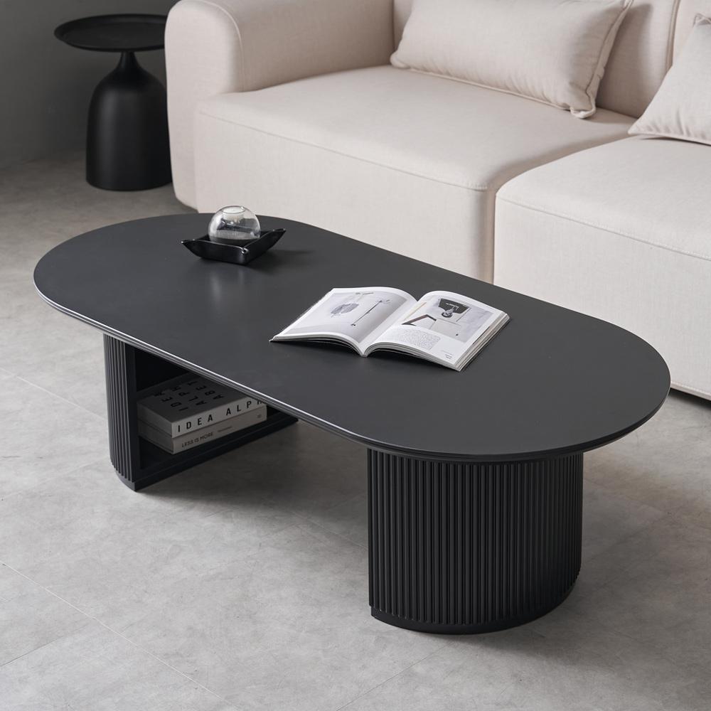 거실테이블 쇼파테이블 세라믹 템바보드 수납형 거실탁자 블랙