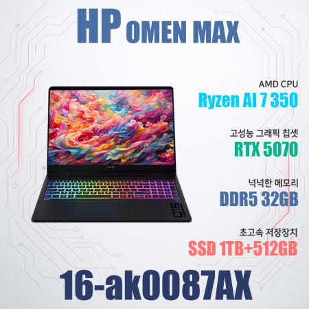 HP HP 오멘 MAX 16-ak0087AX/Ryzen AI 7 350/NVMe SSD 512GB 추가