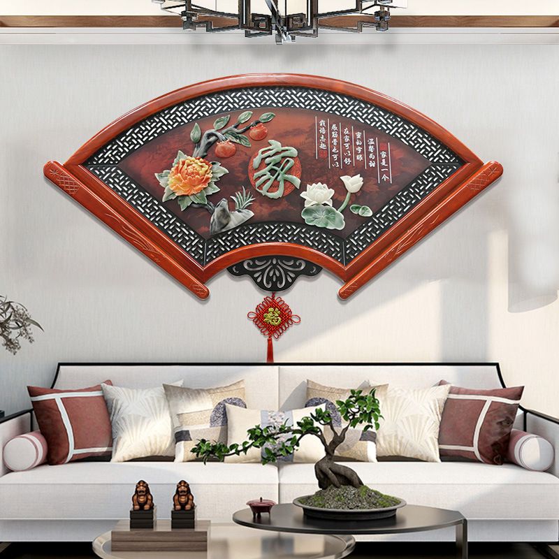 중식당 벽장식 부채꼴 전통문양 그림 액자 인테리어 소품 A 120cmx60cm - 상세 이미지 2