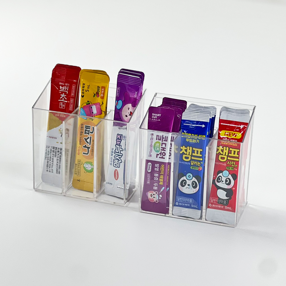 무타공 약정리함 투명 3칸 다용도 미니 수납함 소품 보관 부착식 이미지 7