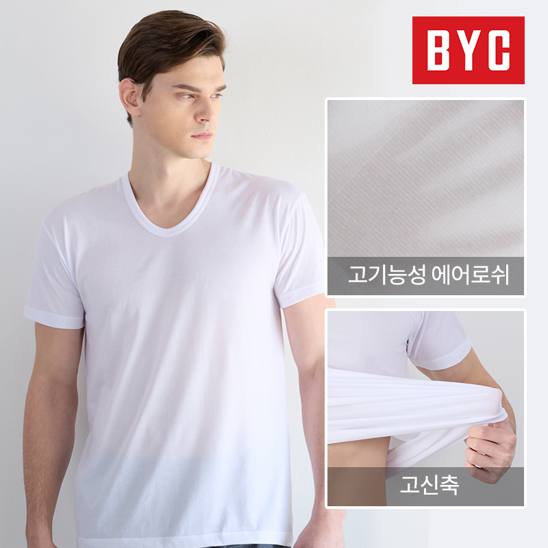 BYC 남자 쿨 반팔런닝 에어로쉬 스포츠 5매 세트 - 상세 이미지 2