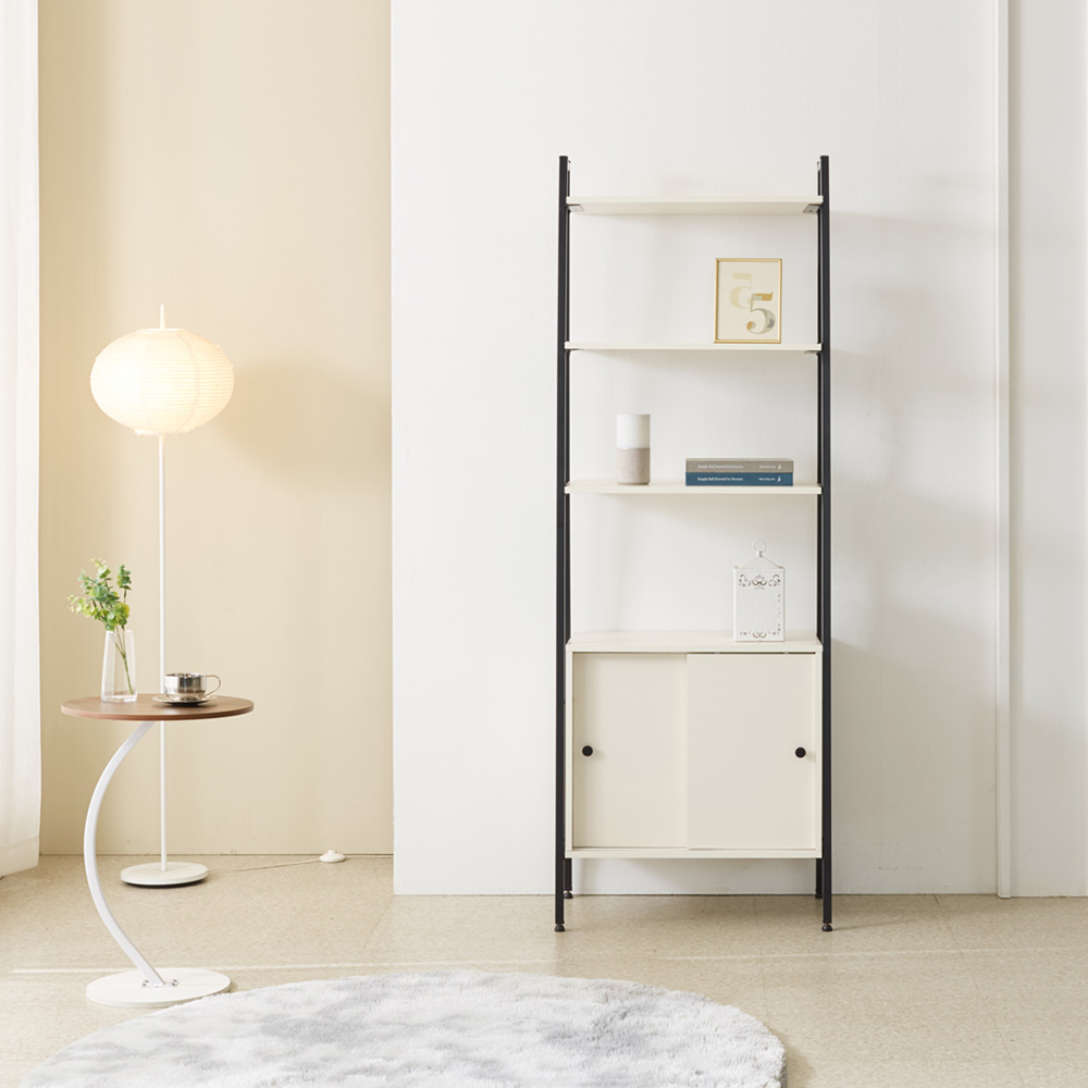 누크 슬라이드 다용도 거실 틈새 슬라이딩 수납선반장 650x385x1820mm, 6단, 화이트 - 상품 이미지