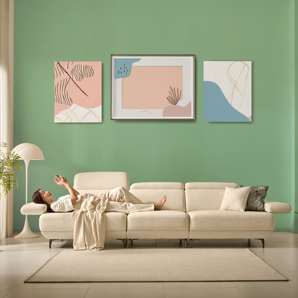 세인트블랑 퓨어케어 갤럭시 이지클린 패브릭 모듈형 스윙 소파 sk 스툴미포함, 아이보리, 4인용