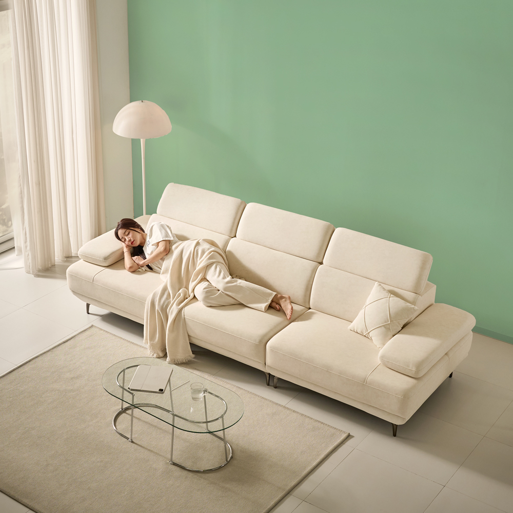 세인트블랑 퓨어케어 이지클린 패브릭 모듈형 스윙소파 sk 스툴미포함, 아이보리, 4인용