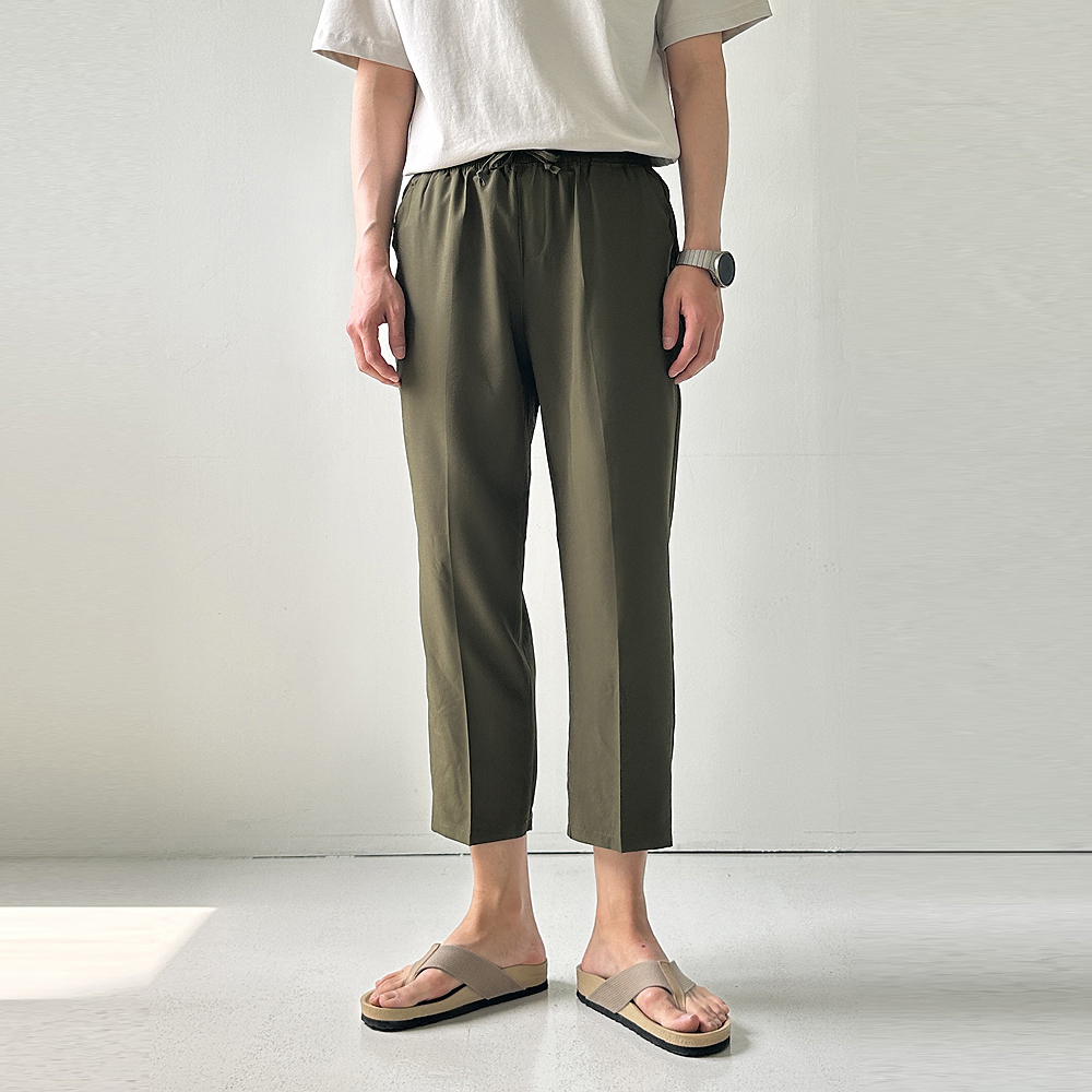 남자 여름바지 9부 밴딩 아이스 팬츠 남자 냉장고바지 - 상세 이미지 5