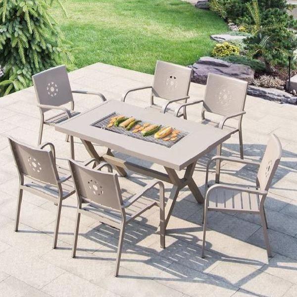 야외테이블세트 바베큐테이블 야외 숯불 그릴 테이블의자 120x80cm / 의자4개