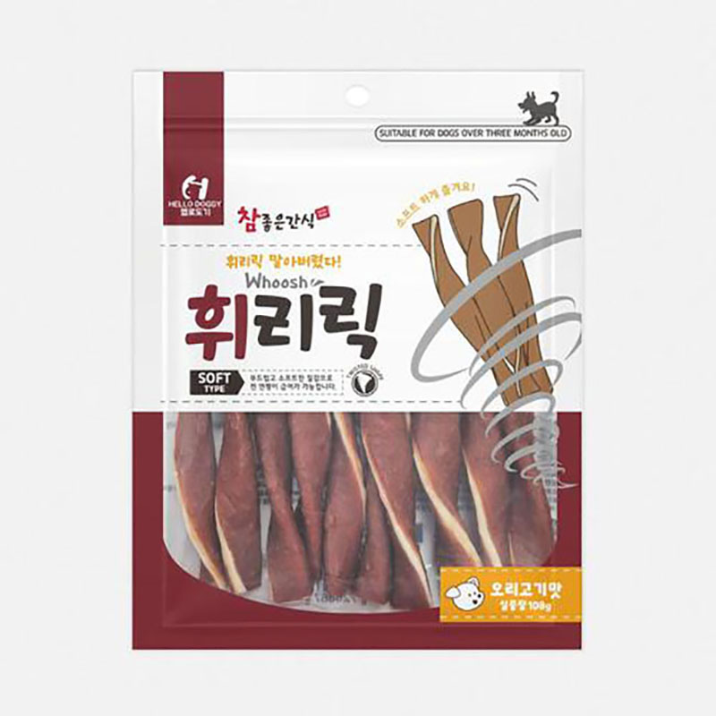 헬로도기 휘리릭 강아지오래먹는간식 스트레스해소 이갈이껌 소프트 오리고기, 108g, 1개 - 상세 이미지 4