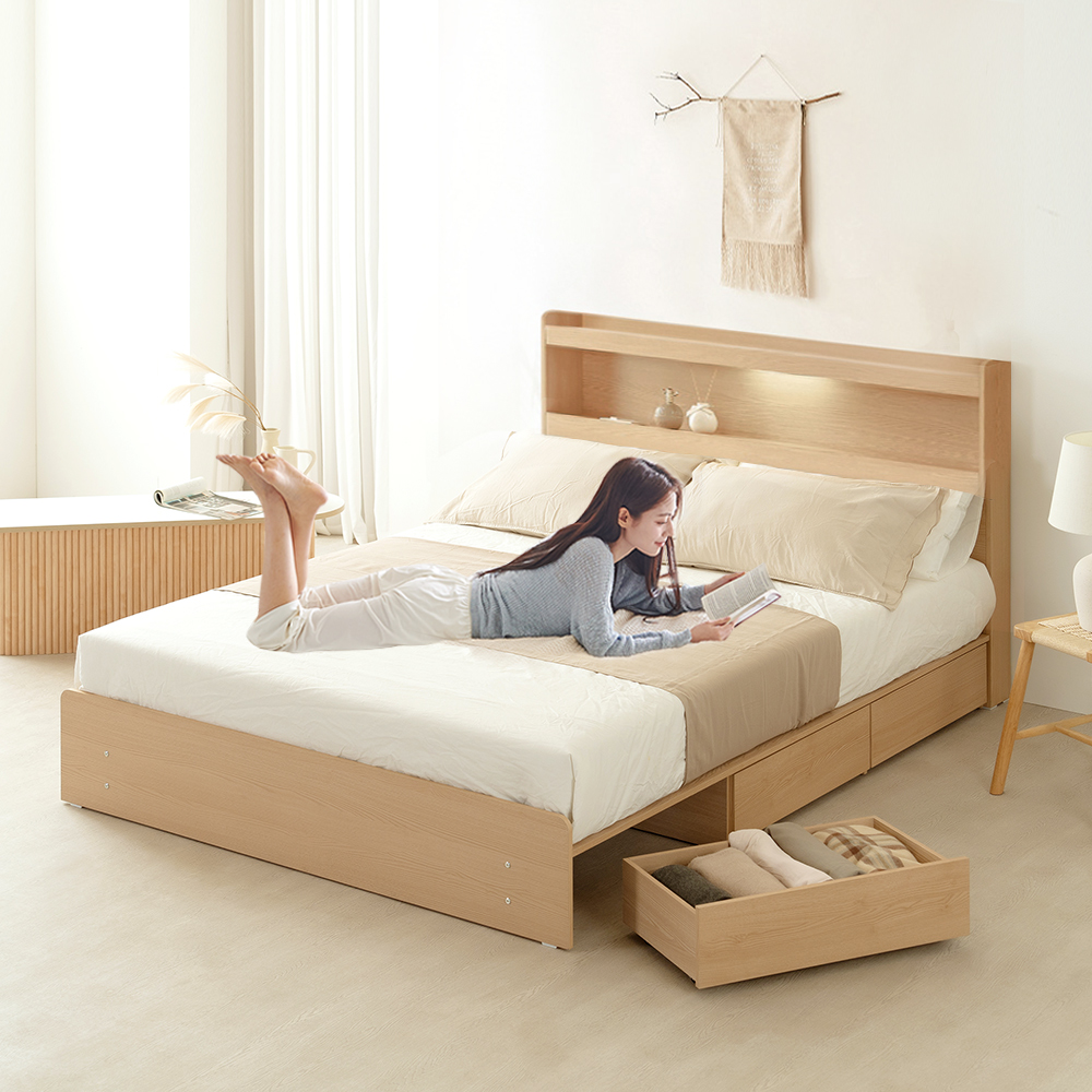 동서가구 이즈카이 LED 수납 슈퍼싱글 침대 프레임