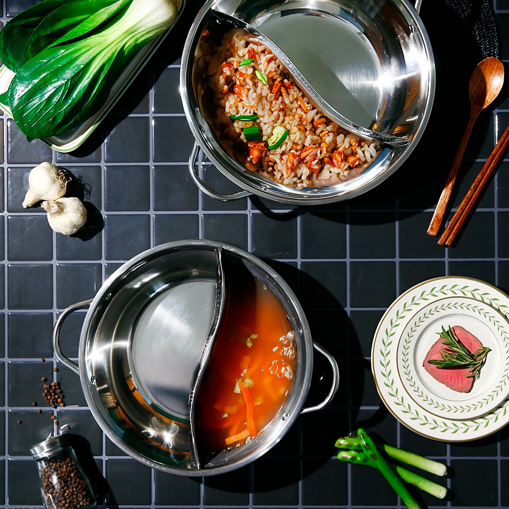 반반냄비 샤브샤브 훠거 마라탕 오뎅 라면 캠핑 전골 스텐 나눔 냄비 4size - 상세 이미지 4
