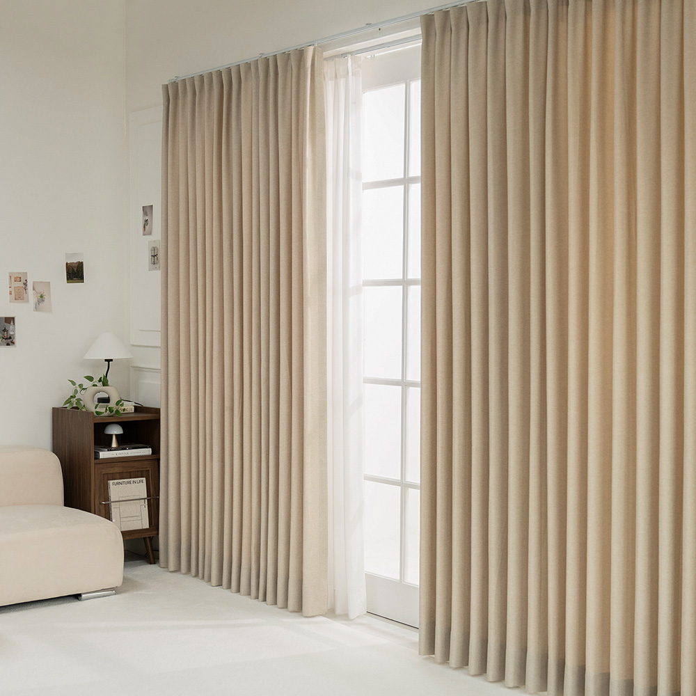 브리즈 형상기억 암막커튼 거실 안방 방한 린넨 핀형 150x200