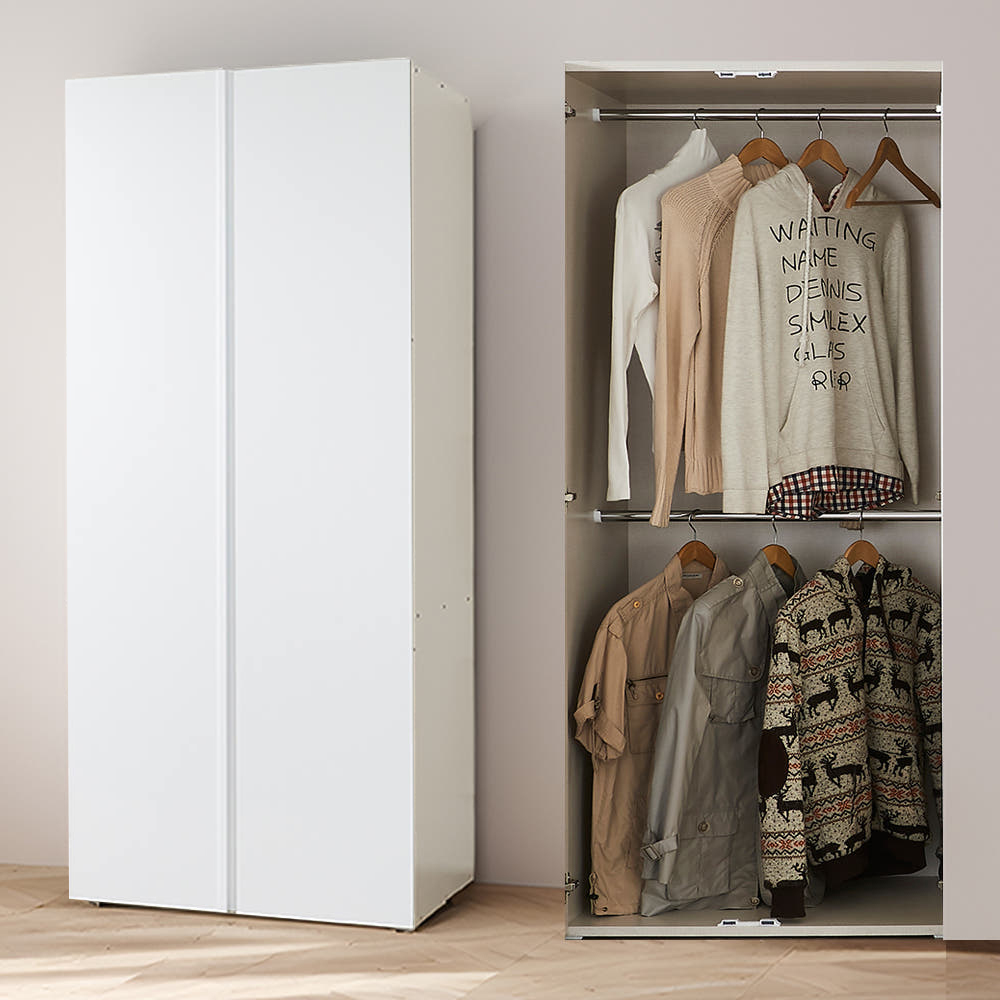 호비 슬림옷장 학생 낮은옷장 1인 이불장농 싱글 작은 원룸 수납 800mm, 옷장 화이트