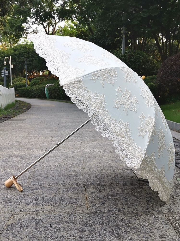 우산 양산 자외선 차단 레이스 공주풍 보호 암막 블랙 - 상품 이미지