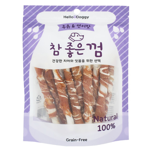 헬로도기 참좋은 강아지양치껌 덴탈껌 이갈이간식 연어+치킨스틱, 15개입, 1개 - 상품 이미지