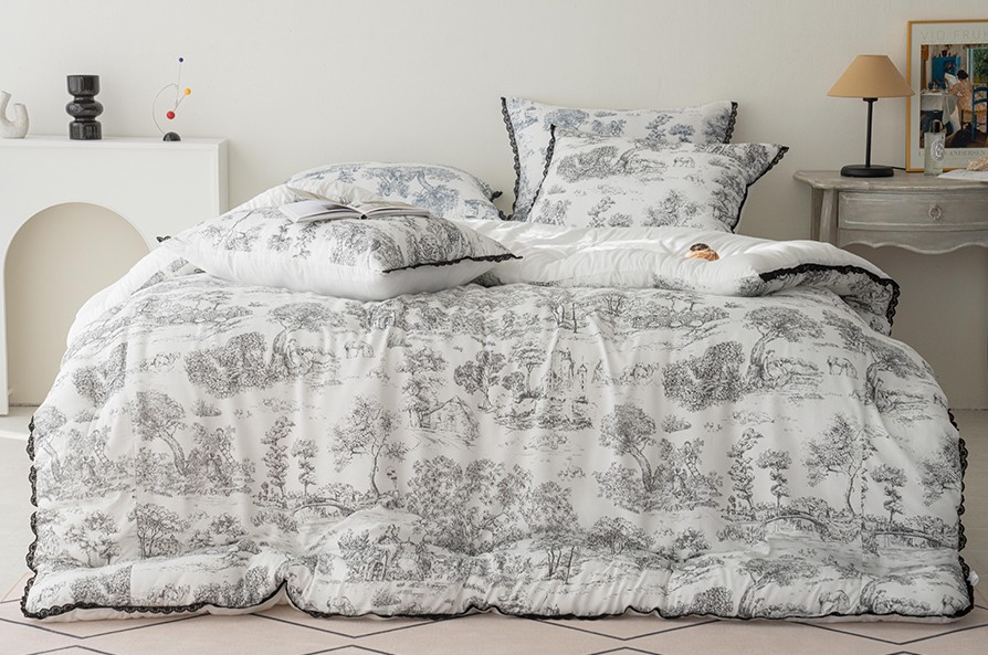 송화침장 몽슈 모달 뜨왈패턴 고급스러운 프랑스 풍경 먼지없는 알러지케어 모달100 침구