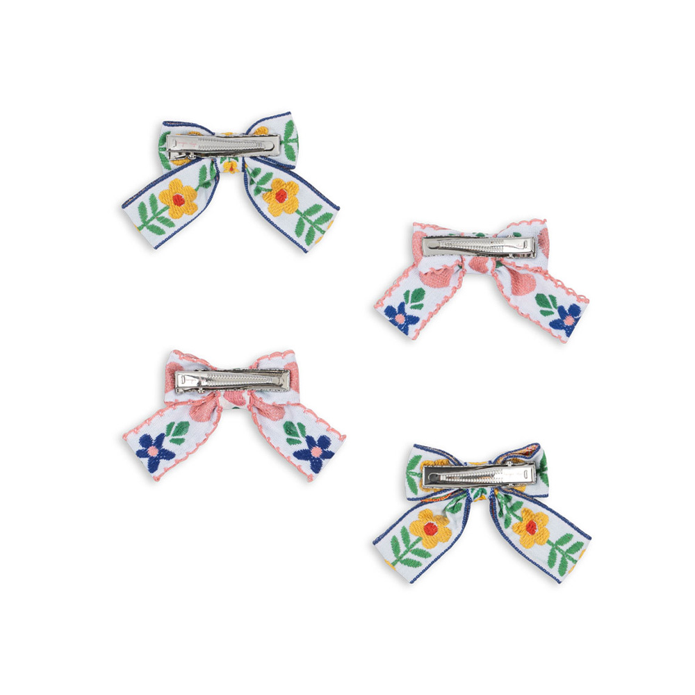 콩제슬래드 키즈 4 PACK 보우 리본 헤어 클립 KS102747 WHITE/ROSE - 상세 이미지 3