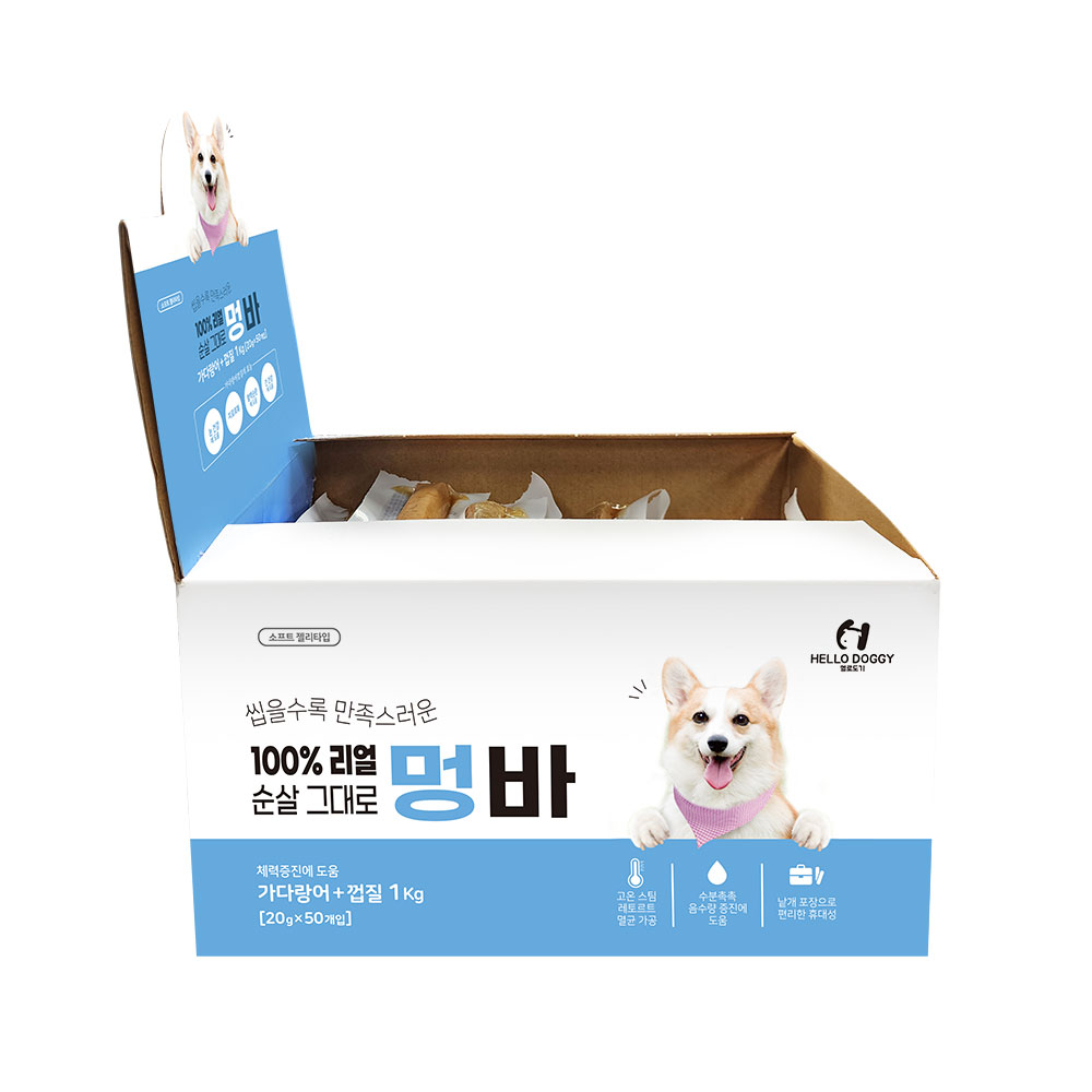 헬로도기 멍바 강아지육포 강아지져키 통살 껍질 간식 가다랑어껍질, 1kg, 1개 - 상품 이미지