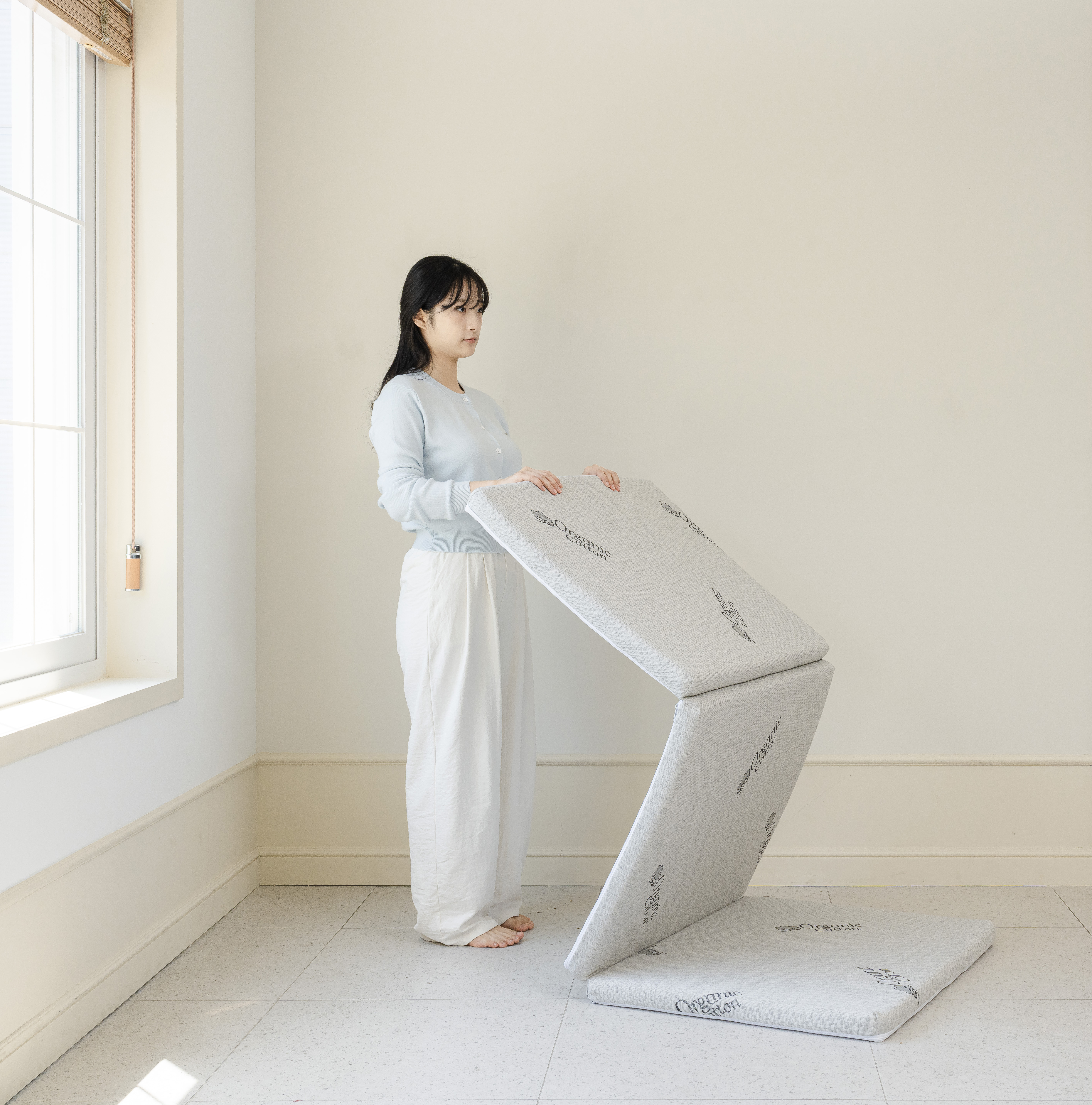 딥코어 3단 접이식 매트리스 1인용 허리에 좋은 단단한 바닥 수면 매트 5cm MS