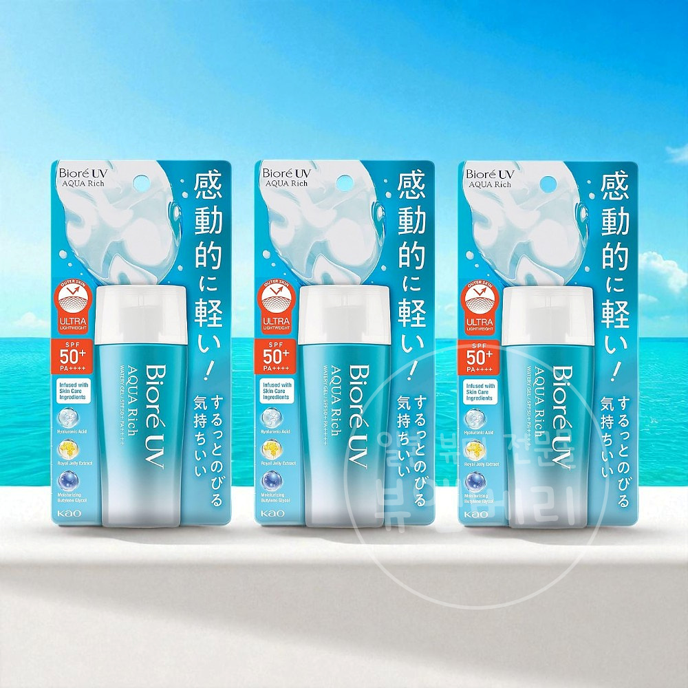 비오레 UV 아쿠아리치 워터리 젤 선크림 SPF50+ 70ml, 3개 - 메인 이미지