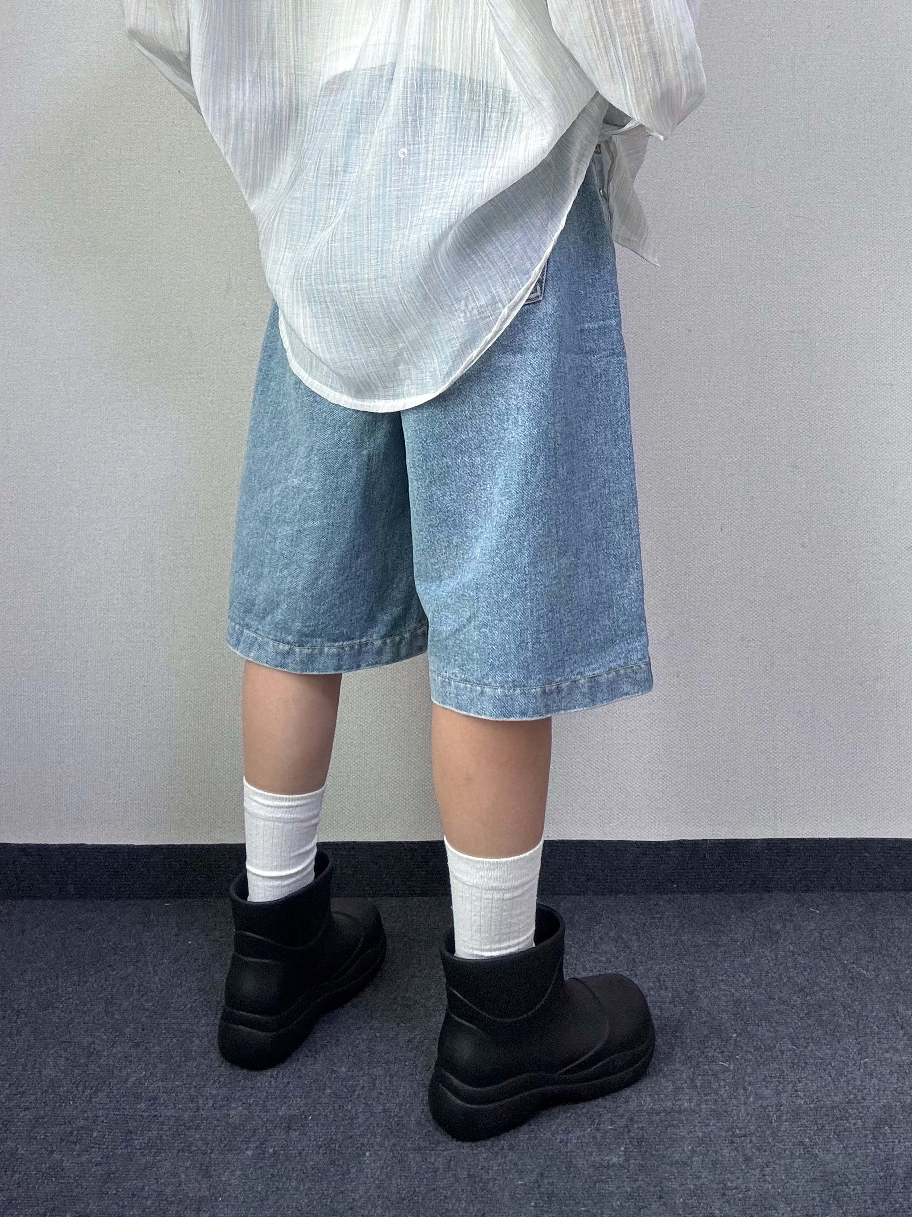 캐비 스터드 버뮤다 데님 팬츠 [3Size] - 상세 이미지 3