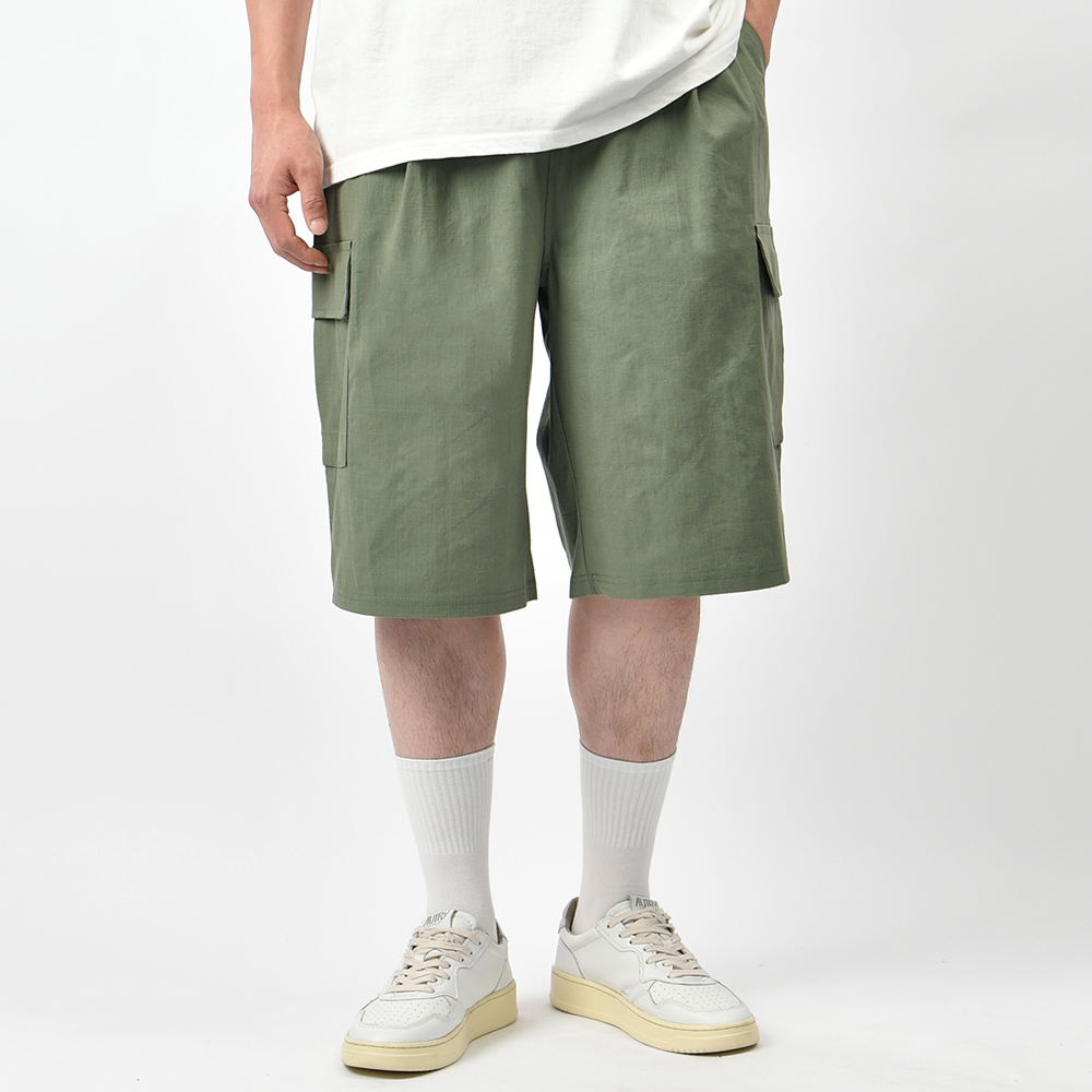 남자반바지 버뮤다팬츠 카고 와이드 린넨 라이크 여름 밴딩 6부 팬츠 - 상세 이미지 5