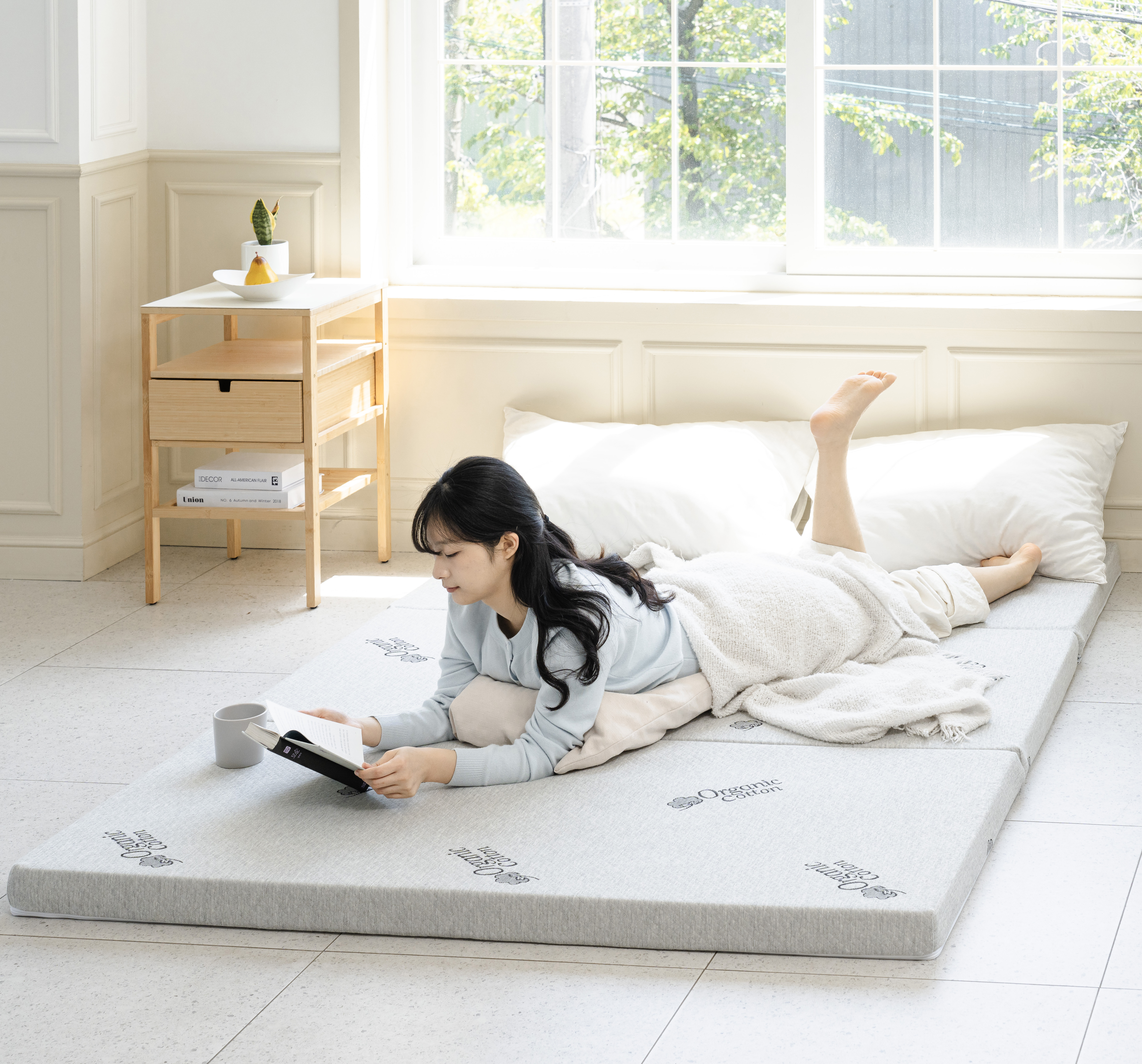 딥코어 접이식 매트리스 허리에 좋은 단단한 토퍼 침대 3단 바닥 수면 매트 매트릭스