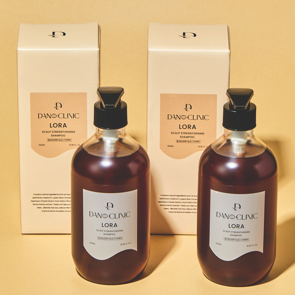 1+1 다노클리닉 로라 두피강화 샴푸 탈모완화 약산성 저자극 아로마틱, 500ml, 2개