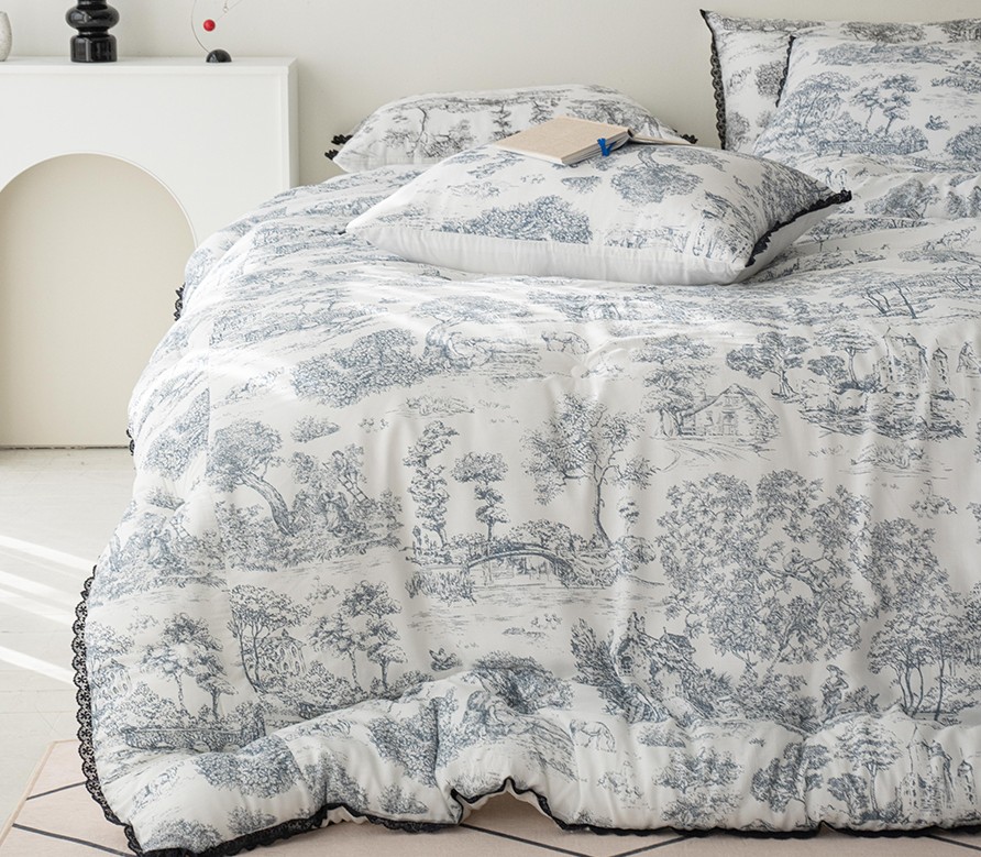 송화침장 몽슈 모달 뜨왈패턴 고급스러운 프랑스 풍경 먼지없는 알러지케어 모달100 침구