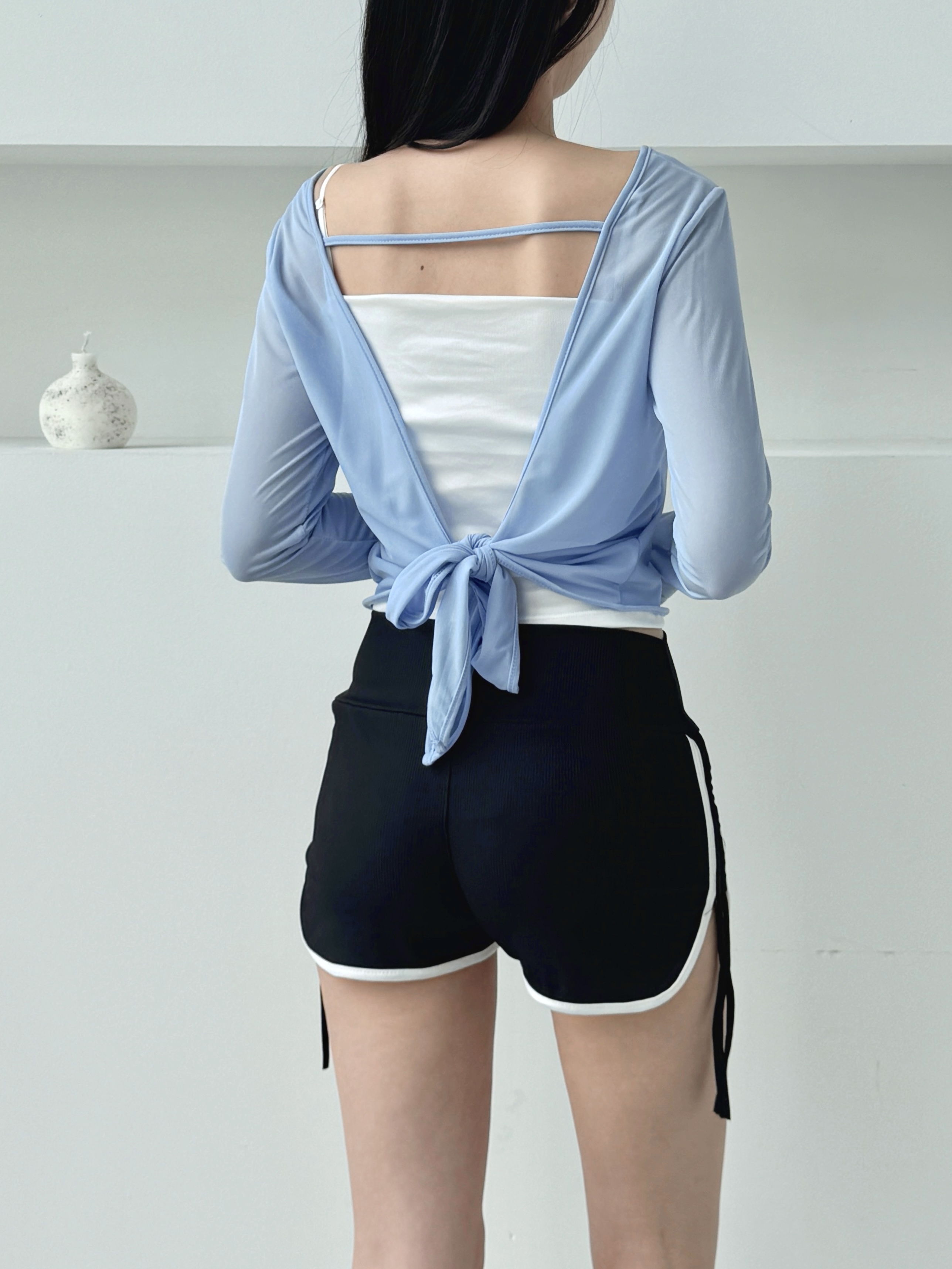 바디프리즘 요가 필라테스 커버업 볼레로 리본 매듭 가디건 - 상세 이미지 2
