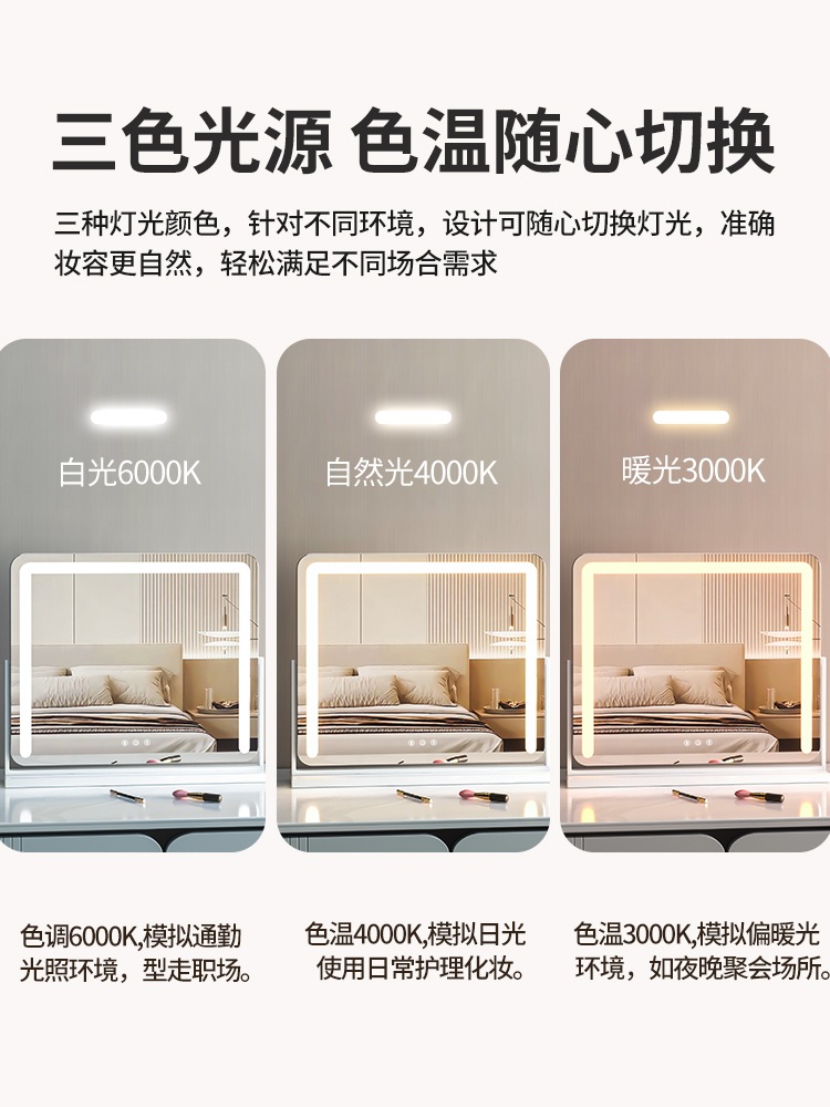 사각 화장대 조명거울 카페 조명 거울 LED 탁상용 - 상세 이미지 3