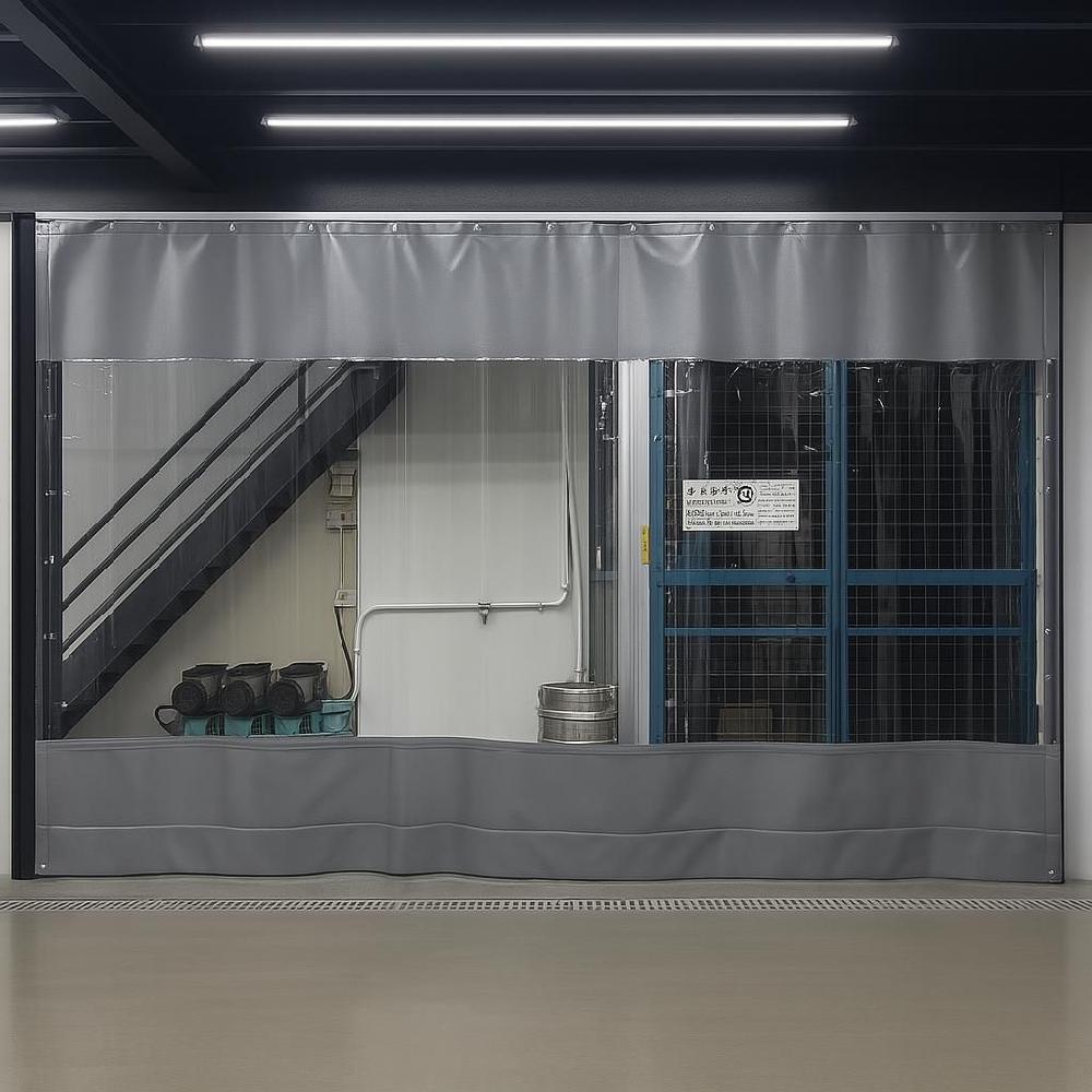 세차장 방수커튼 투명 가림막 슬라이딩 칸막이 천막 그레이 1.5m x 2.0m