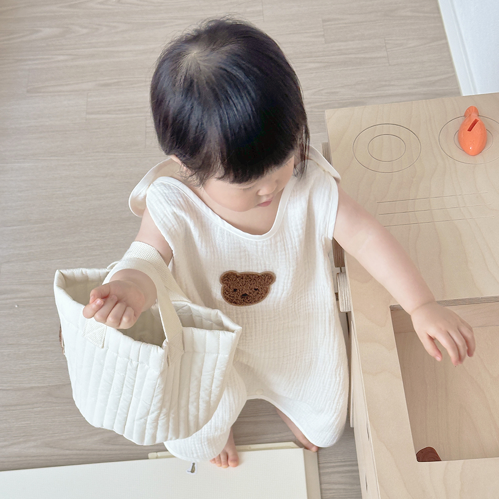 사계절 여름 아기 유아 신생아 수면조끼 2중직 L 곰 모달 거즈 수면 잠옷 - 상세 이미지 5