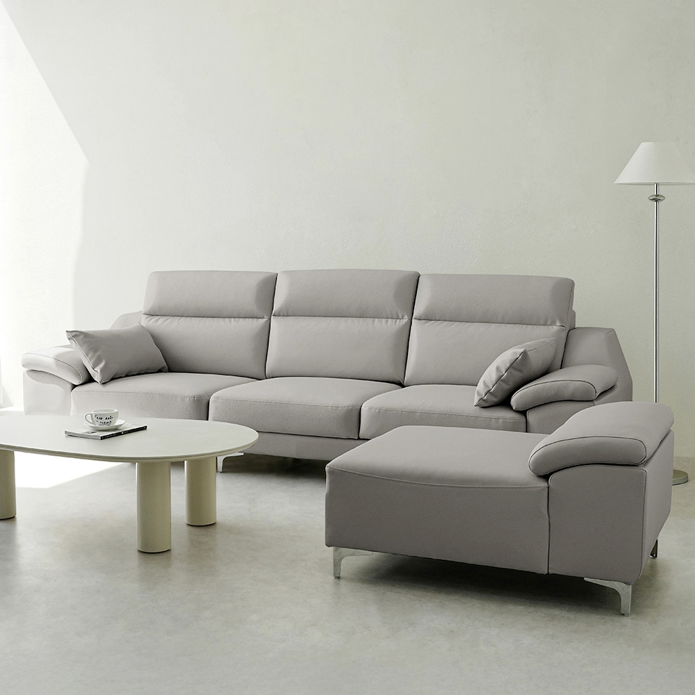 동서가구 뉴테라 천연면피가죽 4인 소파+카우치스툴 DF921808