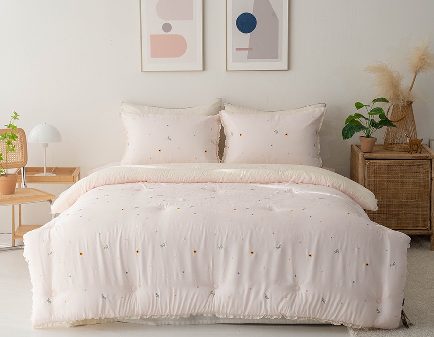 송화침장 꽃밭 모달 차렵이불 먼지없는 모달100% 옥수수솜 이불