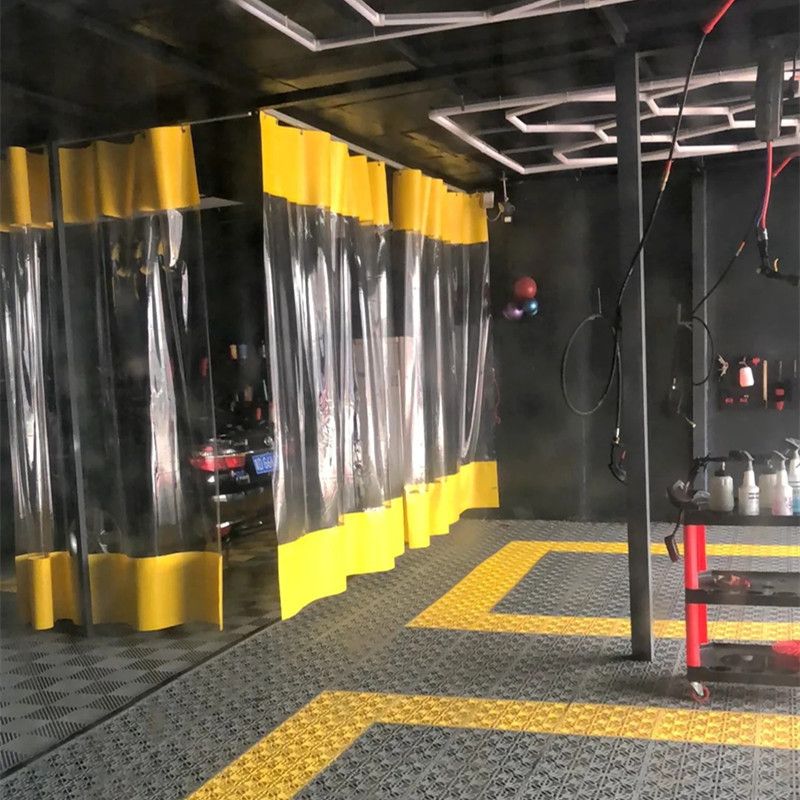 세차장 방수커튼 투명 가림막 슬라이딩 칸막이 천막 그레이 1.5m x 2.0m