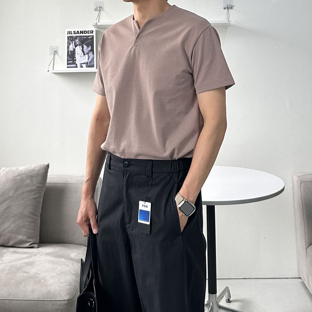 남자 반팔티 머슬핏 반팔 분또 브이넥 흰색 쿨 티셔츠 이미지 4