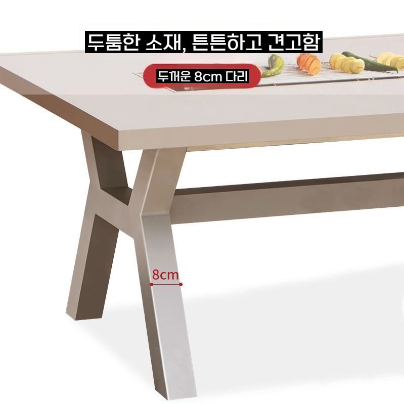 야외바베큐테이블 펜션 전원주택 테라스 철제 테이블세트 188x100cm / 의자 4개 - 상세 이미지 3