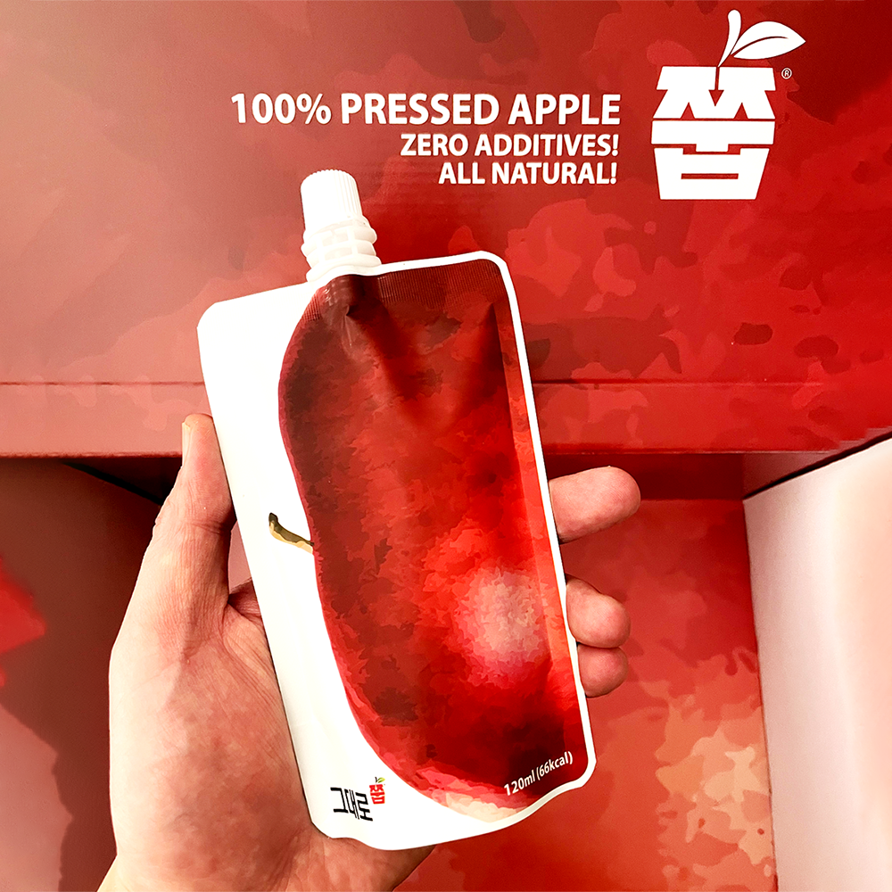 그대로 쭙 국산 사과즙 원물 100% NFC착즙 스파우트파우치 프리미엄 패키징 120ml 30포