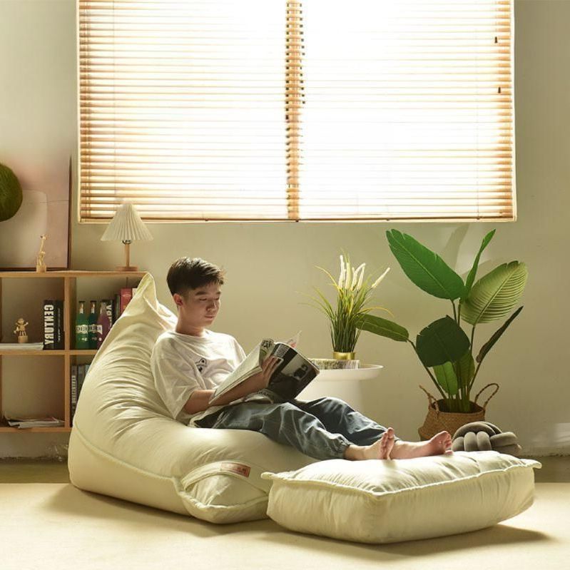 싱글 빈백소파 좌식 소파베드 풋스툴 세트 게으른 소파 아이보리 화이트 / EPP