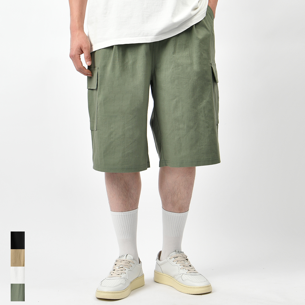 남자반바지 버뮤다팬츠 카고 와이드 린넨 라이크 여름 밴딩 6부 팬츠