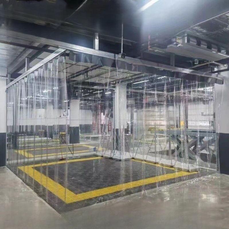 세차장 방수커튼 투명 가림막 슬라이딩 칸막이 천막 그레이 1.5m x 2.0m